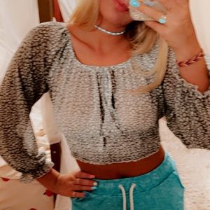 COPY - green crop top with white specks